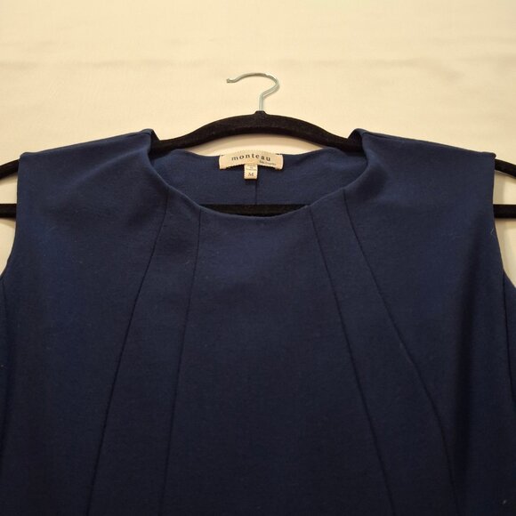 Monteau Los Angeles High Scoop Neck Fit & Flare Dark Blue Dress Size M Sleeveles - Picture 8 of 16